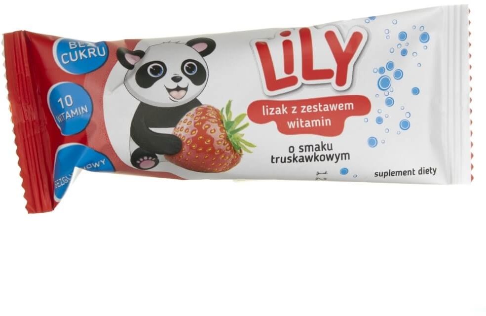 7Pharma Lily lizak z zestawem witamin o smaku truskawkowy - 8 g LILY008