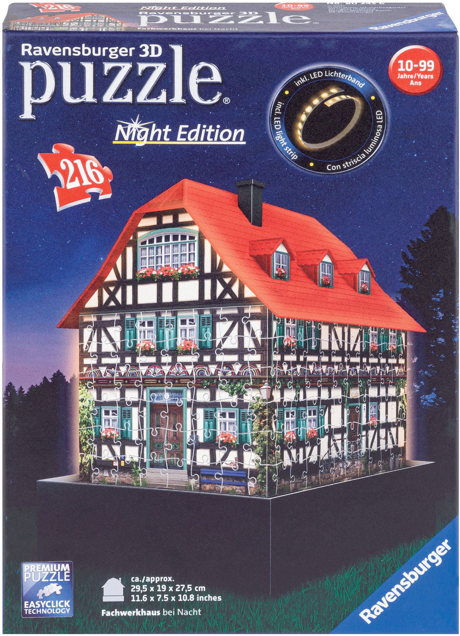 Ravensburger Świecące puzzle 3D, 1 sztuka (Dom w Schwarzwaldzie nocą)