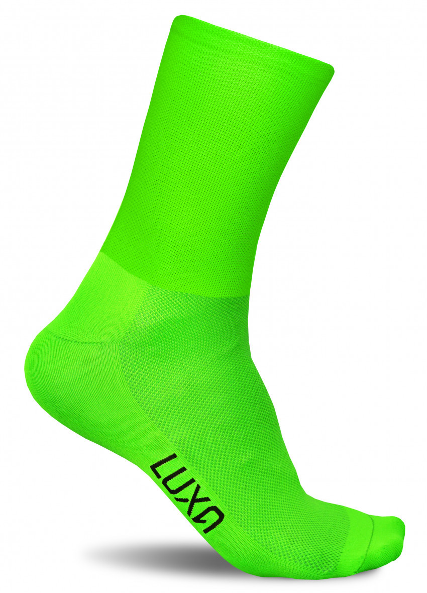 Luxa Fluorescencyjne skarpety kolarskie FLUO GREEN - szybkoschnące, gładkie