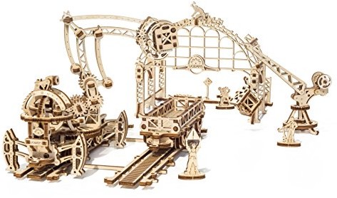 UGEARS ugears szyny-obrotowy i z serii mechaniczne miasta puzzle 3d zrób to sam Kit