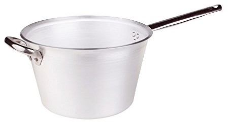 Pentole Agnelli kocioł do Polenta, wykonany z aluminium, grubość 5 MM, z uchwytem i uchwytem ze stali nierdzewnej, srebrny, 28 cm ALMR65B28