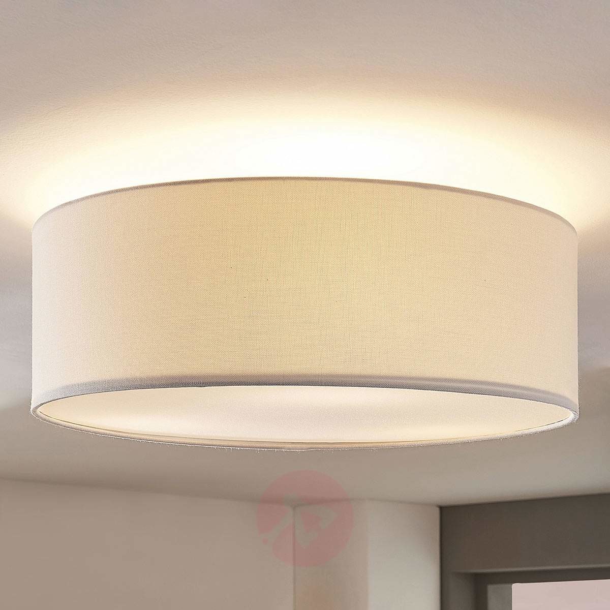 Lampenwelt com Lniana lampa sufitowa Mariat z okrągłym kloszem