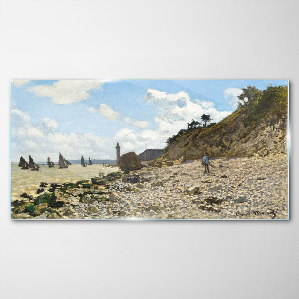 PL Coloray Obraz na Szkle Łodzie Przy Plaży Monet 140x70cm