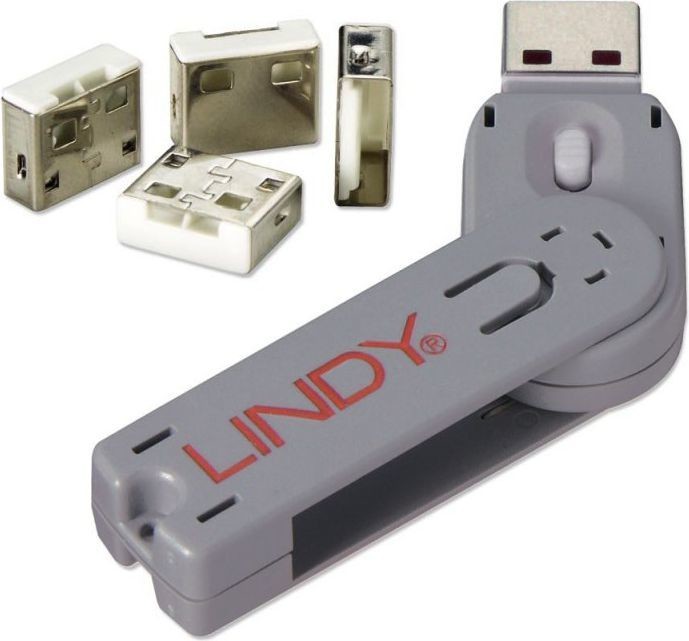 LINDY LINDY Blokada bloker portu USB biały 4 szt z kluczem 40454