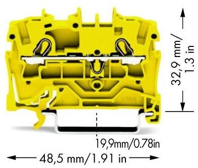 WAGO Terminal przepustowy WAGO 5.20 mm Sprężynowe żółty 2002-1206 100 szt 2002-1206