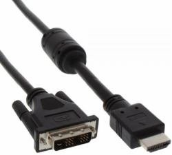 InLine 17661 przewód HDMI-DVI Adapter, 19 pinowe złącze, z ferrytu, wtyczka 18 + 1 1 m Czarny 17661