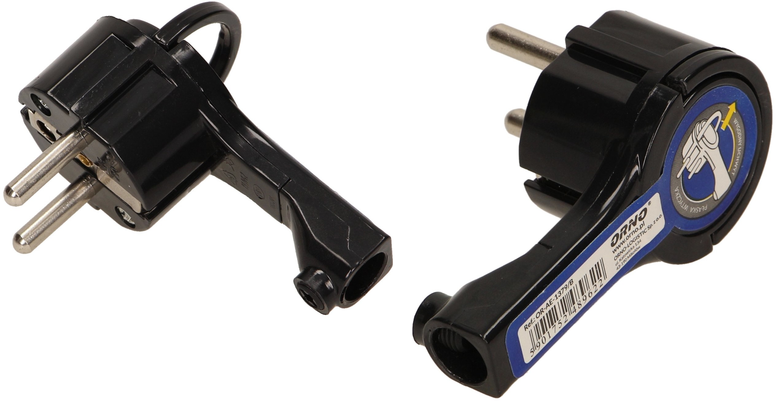 Wtyczka Płaska Z Uchwytem Czarna OR-AE-1379/B