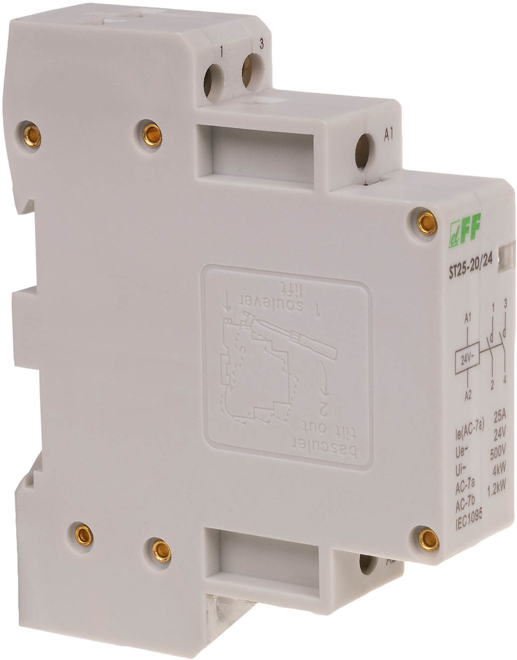 F&F Stycznik-modułowy-montaż-na-szynie-styki-2NO-25A-ST25-20-24V ST25-20-24V