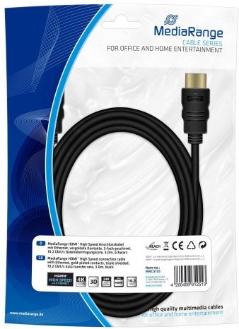 MediaRange Kabel HDMI MediaRange MRCS155 HDMI/HDMI with Ethernet, 3.0m, czarny MRCS155