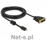 Delock Przewód HDMI z męskim wtykiem Micro-D > DVI 24+1 wtyk męski 2m (83586)