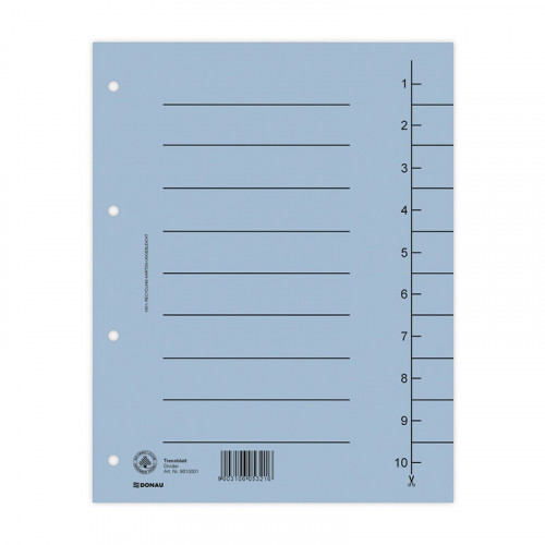 Donau Przekładka karton, A4, 235x300mm, 1-10, 1 karta, niebieska 8610001-10