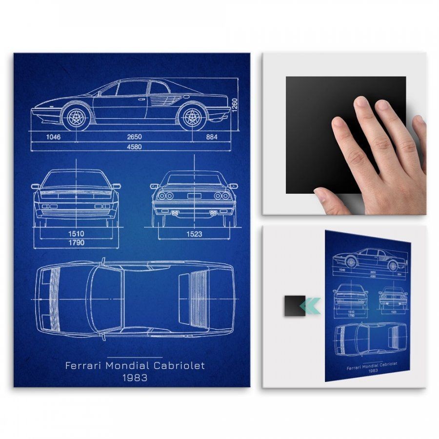 Pix4home Plakat metalowy Ferrari Mondial Cabriolet Projekt Blueprint L POS-L-03016