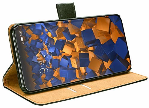 Mumbi etui z prawdziwej skóry kompatybilne z Honor View 20, skórzane etui, kolor czarny Huawei Honor View 20