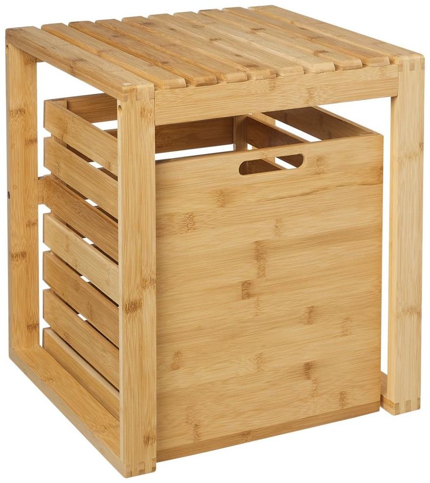 Taboret z pojemnikiem na pranie Bambus Evg Trade