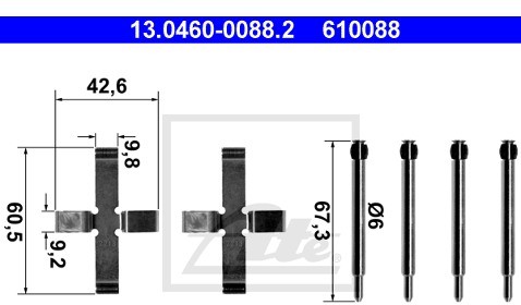 ATE ZESTAW INST KLOCKA HAM  13.0460-0088.2 VOLVO 740 2.0 85-92, 2.4TD 84-90, S70/V70 2.0, 2.4, 2.5, 2.5TDI 97-00