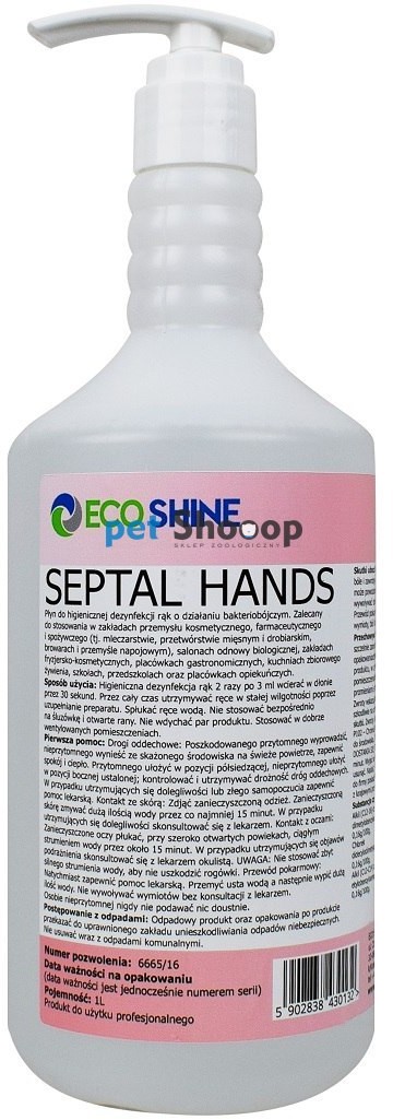 Eco SHINE Shine Septal Hands 1L - bakteriobójczy płyn do dezynfekcji rąk ES-SH-1L