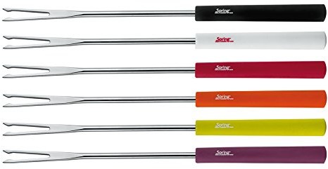 Unbekannt Spring 2690260606 widelczyki do fondue Basic kolorowy 6 sztuki do mięsa, ze stali nierdzewnej, srebrny, 1,8 x 12 x 27 cm 2690260606