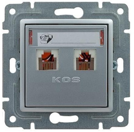 KOS Elektro System Vena aluminium gniazdo telefoniczne x2) kos_514064