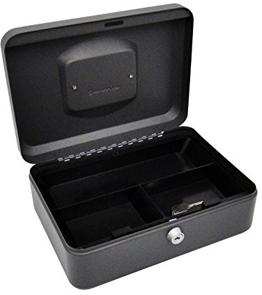 Unbekannt PAVO Premium kasetka na pieniądze, zamek cylindryczny z 2 kluczami, 20 x 16 x 9 cm, ciemnoszary 8011896
