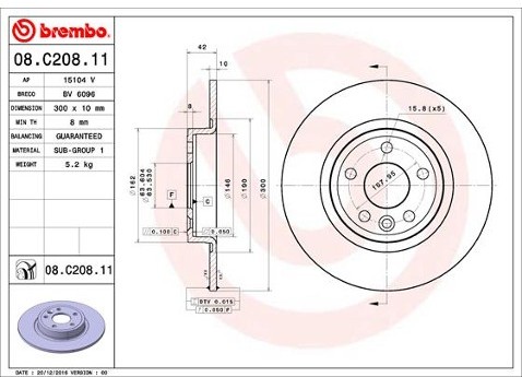 BREMBO Tarcza hamulcowa 08.C208.11