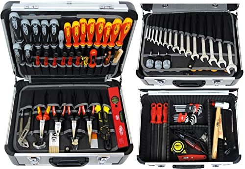 Famex Werkzeuge FAMEX 418-88 profesjonalna aluminiowa walizka na narzędzia z najlepszym zestawem narzędzi | skrzynka na narzędzia najwyższej jakości | do zastosowań komercyjnych 418-88