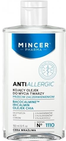 Mincer Pharma Antiallergic kojący olejek do mycia twarzy przeciw zaczerwienieniom No.1110 150ml 49255-uniw