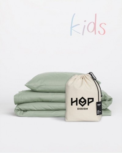 HOP DESIGN Pościel Perkal 90x120 Hop Design Kids Pure Szałwiowa Zieleń