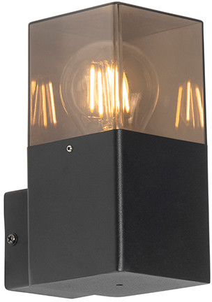 QAZQA Nowoczesny kinkiet zewnętrzny czarny IP44 z efektem dymnego szkła - Dania