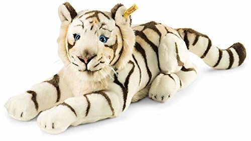 Steiff Bharat Tiger 43 cm pluszowy tygrys leżący przytulanka dla dzieci miękka i nadająca się do prania biała (066153) 066153