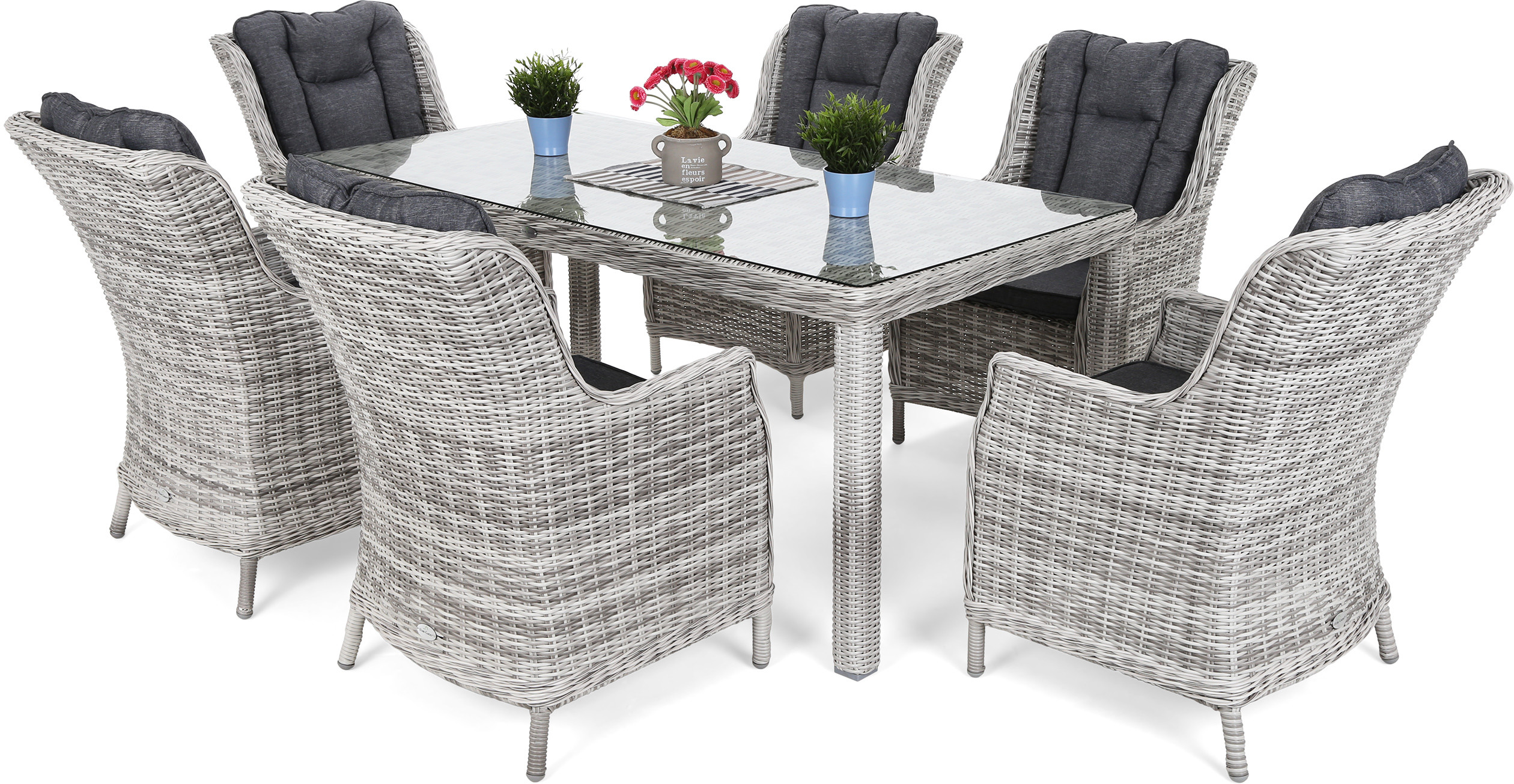 HOME & GARDEN Meble ogrodowe technorattanowe Bristol 180 cm Light Grey / Grey 6+1 531715