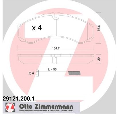 ZIMMERMANN Zestaw klocków hamulcowych, hamulce tarczowe 29121.200.1
