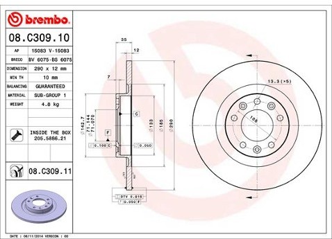 BREMBO Tarcza hamulcowa 08.C309.11