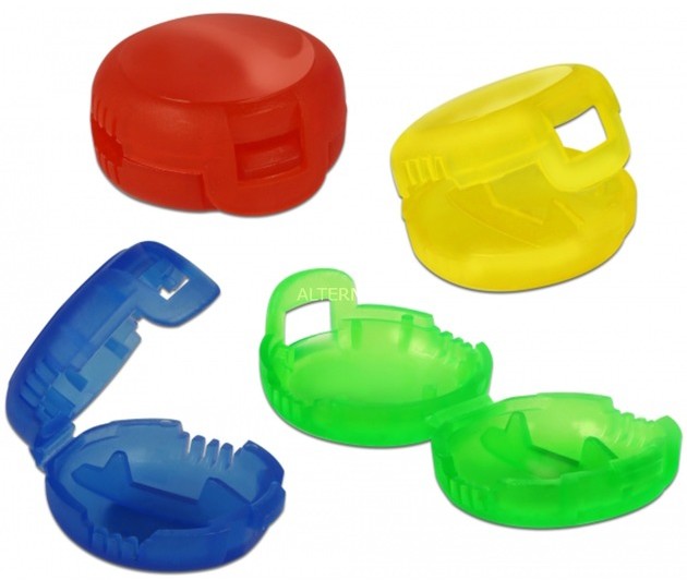 Delock 18292 organizator na kable Znaczniki kablowe Niebieski, Zielony, Czerwony, Żółty 4 szt., Cable clip