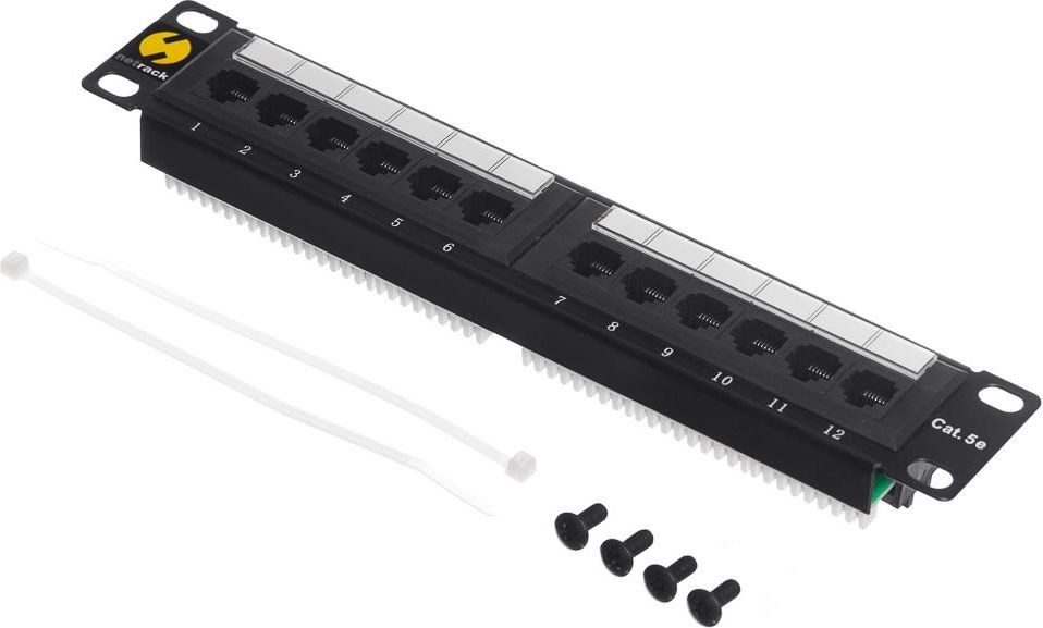 NetRack patchpanel 10 12 portów kat 5e UTP LSA bez wspornika 104-14