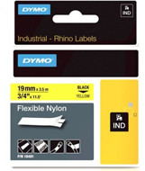 Dymo Oryginał RHINO taśma nylonowa elastyczna żółta 19 mm do opisu kabli i przewodów) S0718090