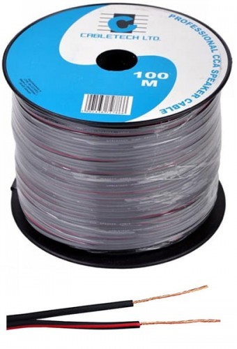 CABLETECH Kabel głośnikowy CCA 2X0,20 czarny 100M