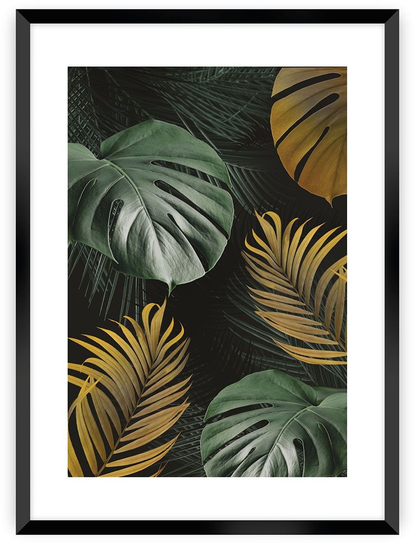 Dekoria Plakat Golden Leaves I 50 x 70 cm Ramka Czarna 222E-000-50