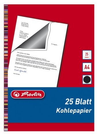 Herlitz 10303725 kredki na kopie maszyn do pisania, A4, 25 arkuszy papieru, w kolorze czarnym 10303725