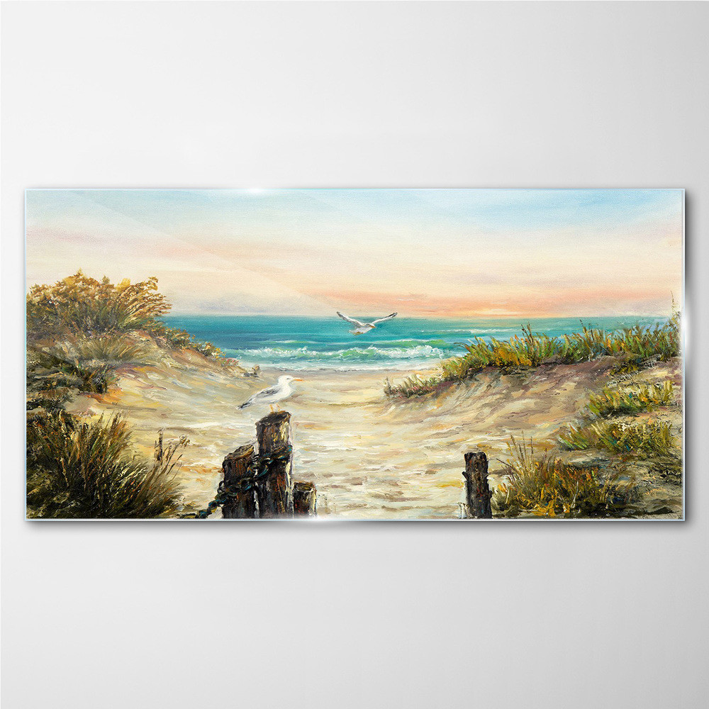 PL Coloray Obraz Szklany wybrzeże plaża morze niebo 100x50cm