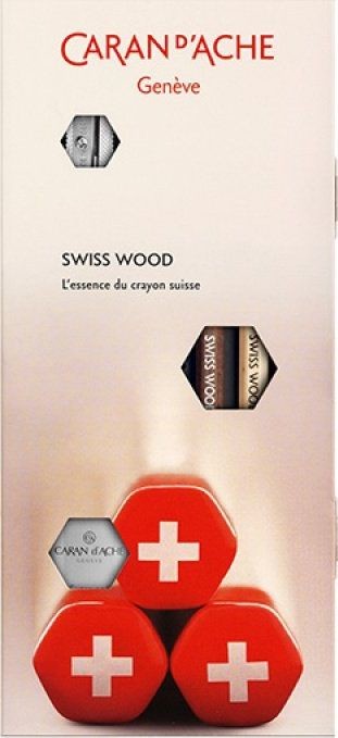 Caran dAche Caran d`Arche Caran d`Arche Zestaw ołówków SWISS WOOD HB 2szt + gumka i temperówka mix kolorów CD348-102