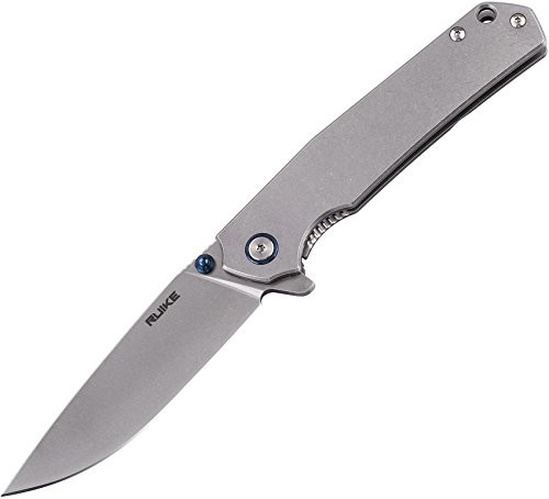RUIKE Nóż kieszonkowy na nóż ruike P801 Stone Washed Stainless Steel Handle  srebrny metalowy prawie w całości wykonana ze stali nierdzewnej  jak z jednego odlewu. RKEP801SF