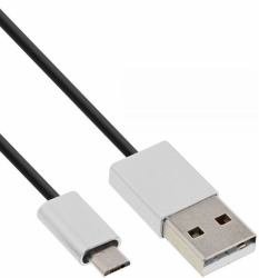InLine kabel micro USB 2.0 USB A wtyczka wtyczka Micro-B czarna/aluminium elastyczny 1 m, 31710i 31710I