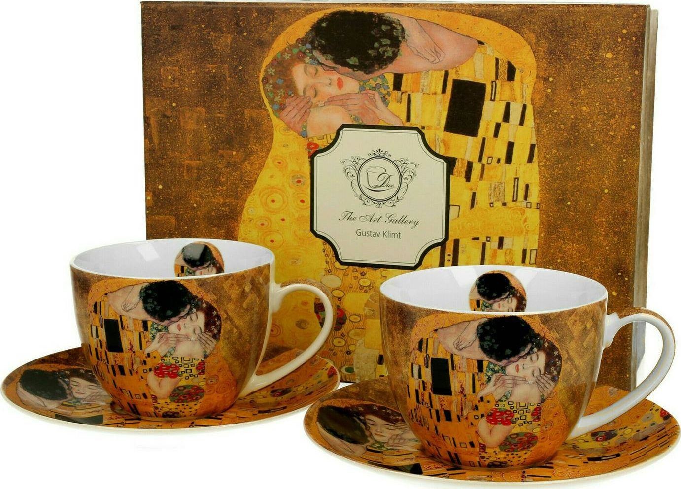 Duo Filiżanki ze spodkami 300 ml komplet 2 szt THE KISS by Gustav Klimt uniwersalny 21494-uniw