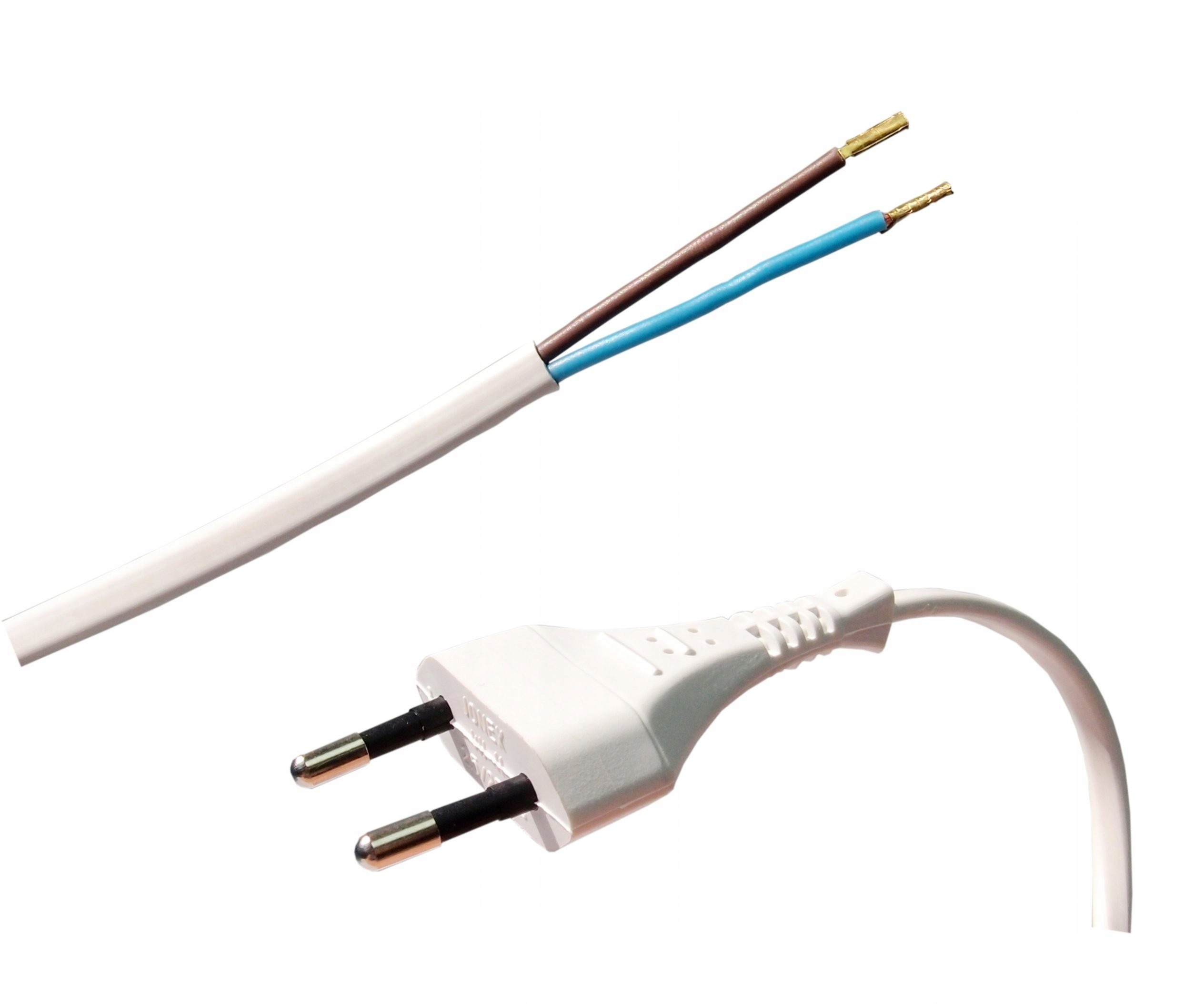 Conotech kabel z wtyczką płaską 2x0,75 3m biały