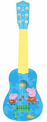 Lexibook Lexibook K200PP Pig Peppa Królowa Moja pierwsza gitara, 6 nylonowych sznurów, 53 cm, instrukcja w zestawie (może nie być dostępna w języku polskim), niebieski/żółty K200PP