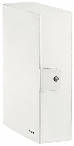 Leitz Press Stud Closure Box teczka powlekana tworzywem sztucznym, 25 x 35 cm Dorso 10 cm metaliczny biały 388616