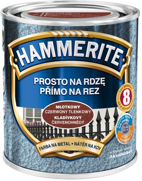 Hammerite Farba do metalu Prosto Na Rdzę młotkowy czerwony tlenkowy 0 7 l