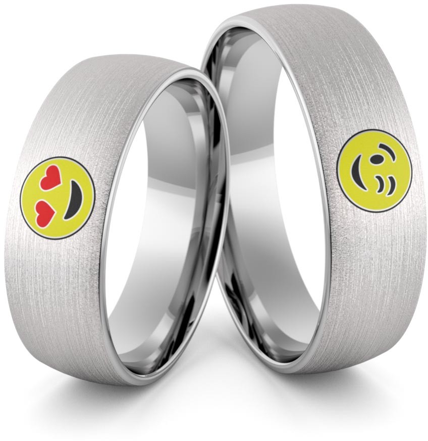 Eminence Obrączki srebrne z emotkami i kolorową emalią - wzór Ag-379 Ag-379-2