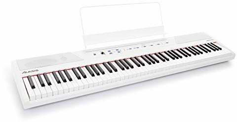 Alesis Recital White 88 klawiszów, pianino cyfrowe/E keyboard z półważonymi przyciskami, wbudowanymi głośnikami 20 W i pięcioma głosami klasy premium, 3-miesięczny Skoove, biały RECITALWHITEXUS