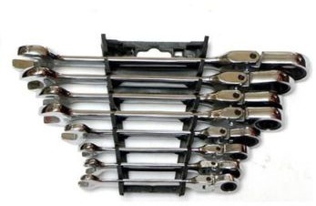 FALON-TECH Klucze oczkowo-płaskie zestaw kluczy oczkowych z grzechotką łamane 8 el 8-22MM zestaw kluczy klucz łamanych 8el FT660229 GEK-kpl.kluczy lam.grzech.8el-8-22